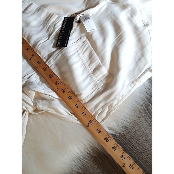 NWT Banana Republic Women's Size M Ivory Midi Dress w/Side Slits Pockets & Belt - Picture 12 of 15